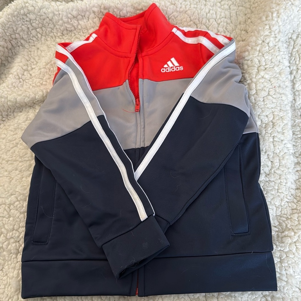 Adidas blue/gray/coral jacket size 3T